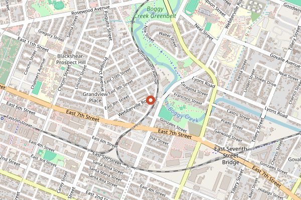 Map showing Veracruz All Natural in Austin