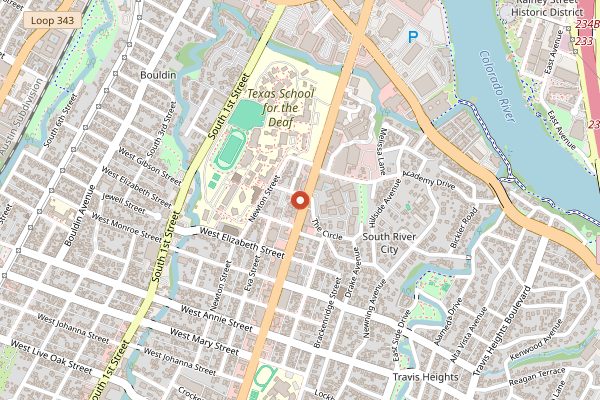 Map showing Jo's Coffee (South Congress) in Austin