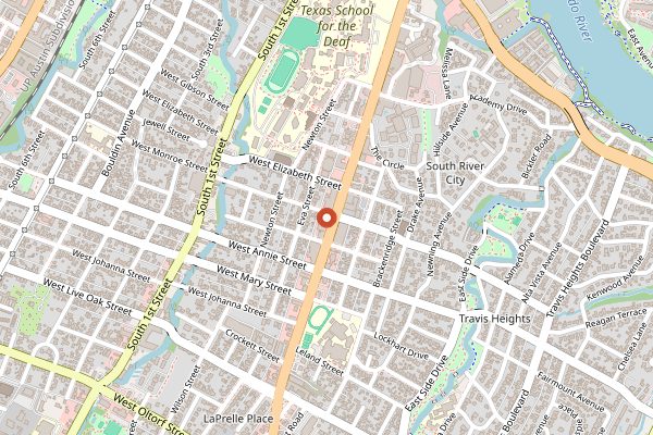 Map showing South Congress Cafe in Austin