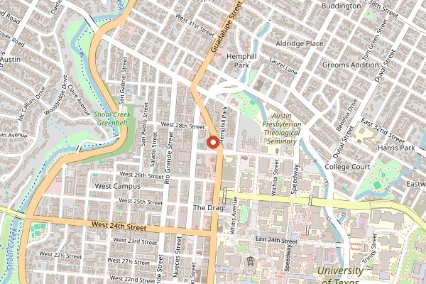 Map showing Halal Bros (West Campus) in Austin