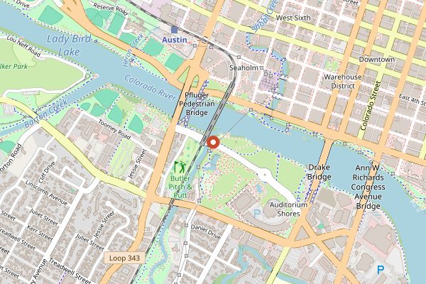 Map showing Austin Food and Wine Festival in Austin