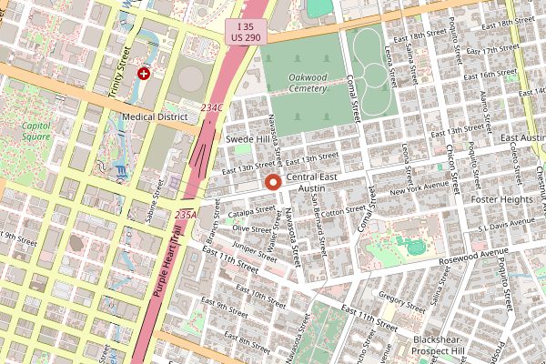 Map showing Cuantos Tacos in Austin