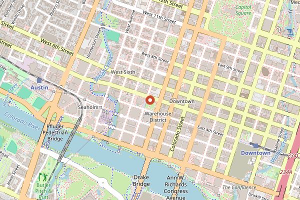 Map showing SFC Farmers' Market Downtown in Austin