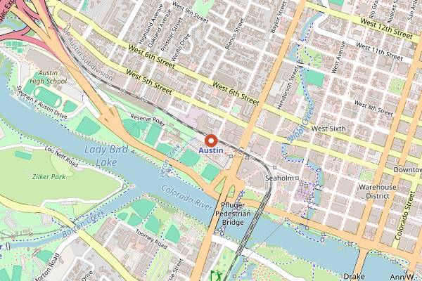 Map showing ACL Live at the Moody Theater in Austin