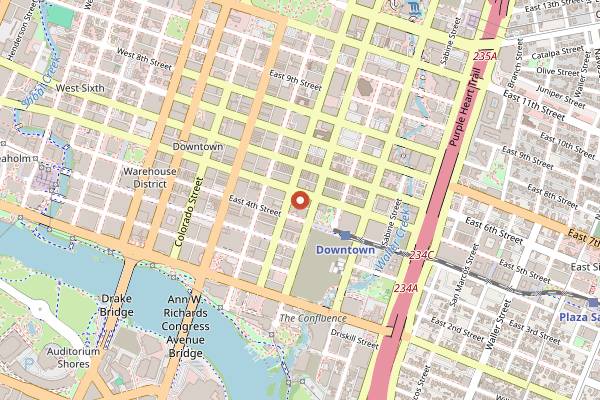 Map showing Antone's Nightclub in Austin