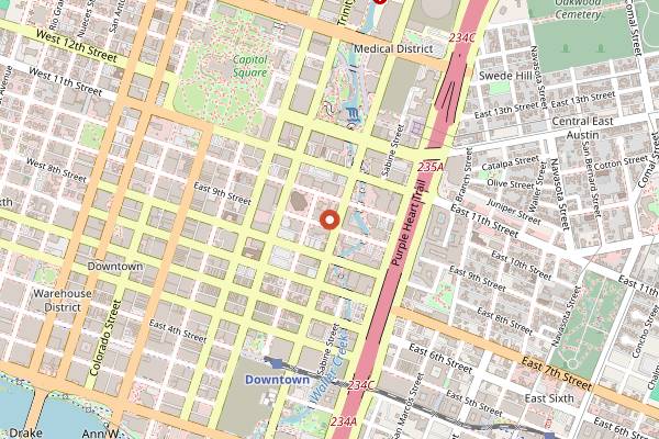 Map showing Cheer Up Charlies in Austin
