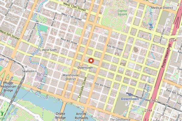 Map showing Coconut Club in Austin