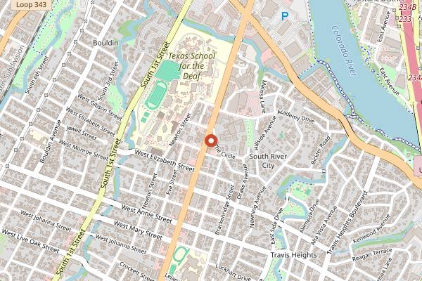 Map showing The Continental Club in Austin