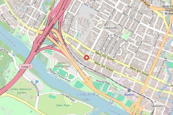 Map showing Donn's Depot in Austin