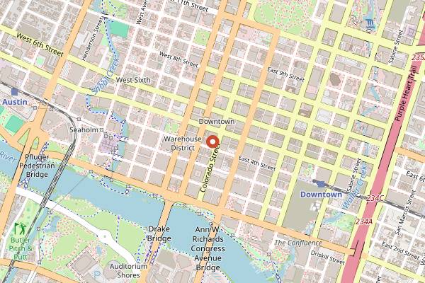 Map showing Highland Lounge in Austin