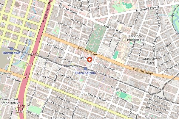 Map showing Hotel Vegas in Austin