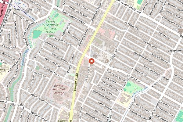 Map showing Lala's Little Nugget in Austin