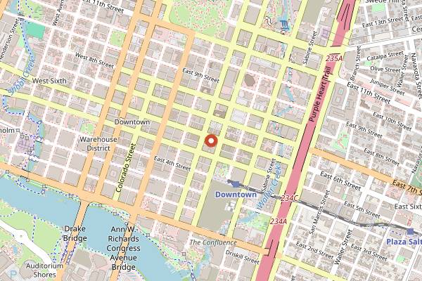 Map showing Midnight Cowboy in Austin