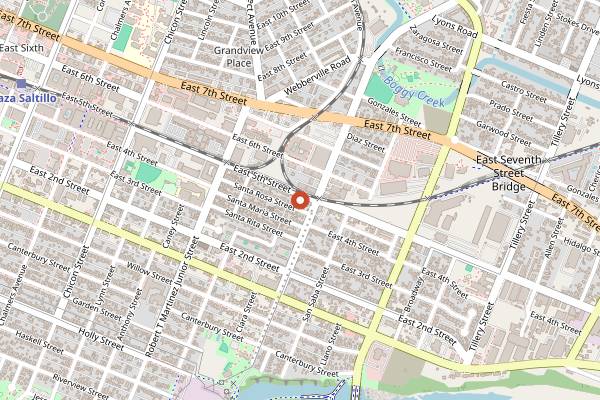 Map showing Pershing Hall in Austin
