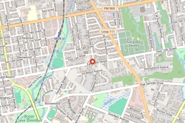 Map showing Birdie's in Austin