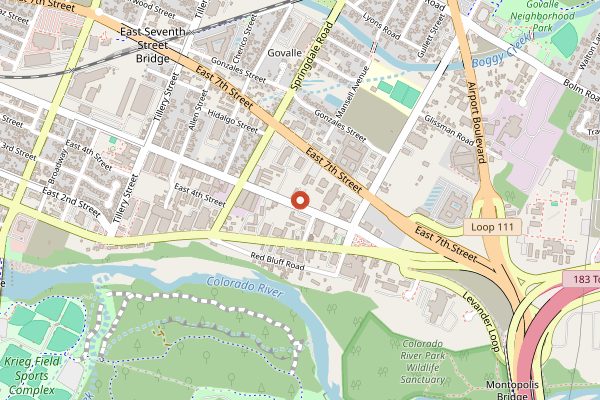 Map showing Justine's Brasserie in Austin