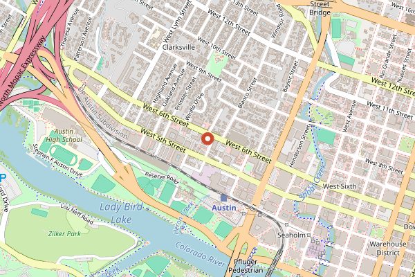 Map showing Lin Asian Bar + Dim Sum in Austin