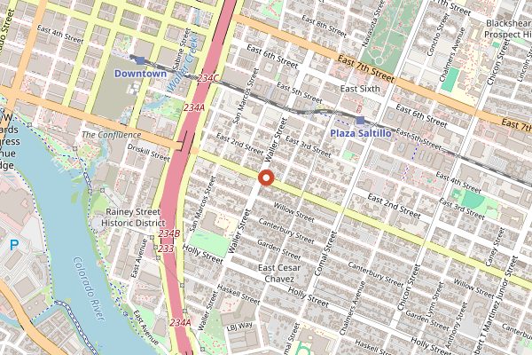 Map showing Las Trancas Taco Stand in Austin