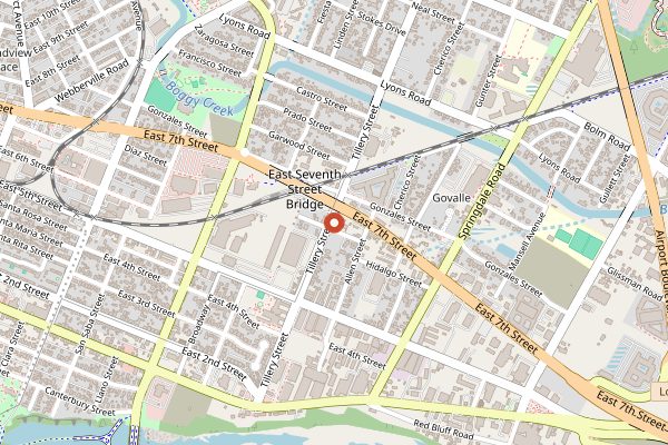 Map showing Pueblo Viejo (Tillery) in Austin