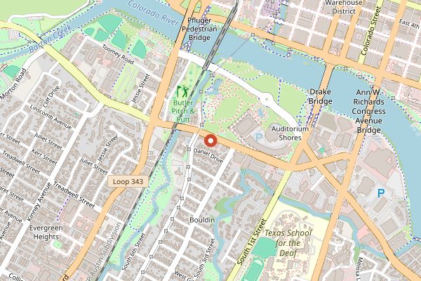 Map showing Terry Black's Barbecue in Austin