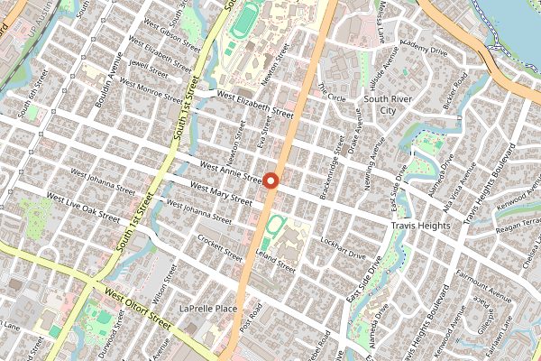 Map showing June's All Day in Austin