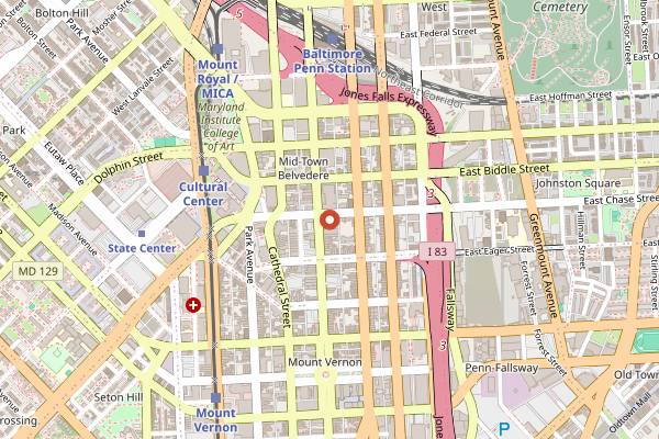 Map showing The Owl Bar in Baltimore