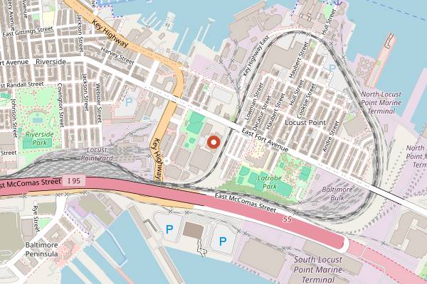 Map showing Diamondback Brewing in Baltimore