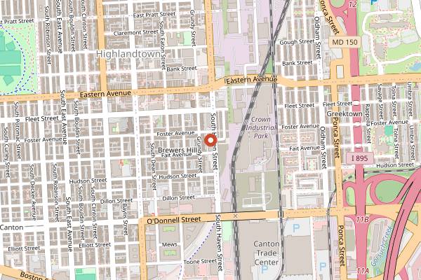 Map showing Mobtown Brewing in Baltimore