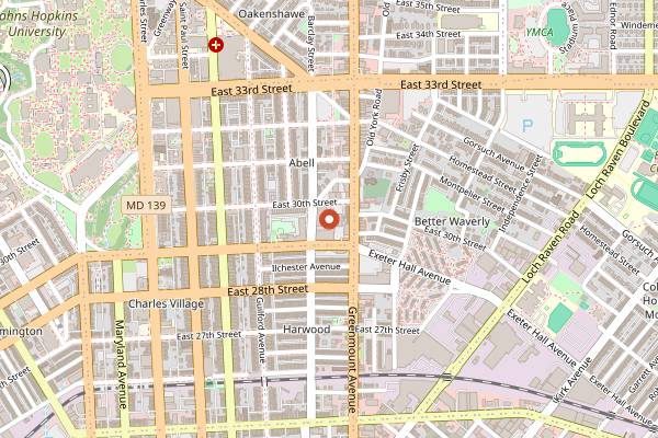 Map showing Peabody Heights Brewery in Baltimore