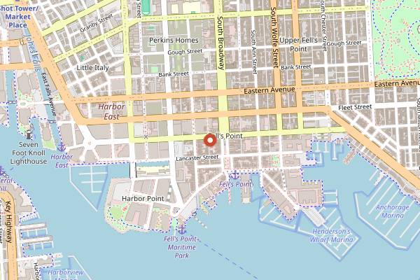 Map showing Blue Moon Cafe in Baltimore