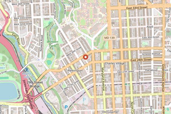Map showing Papermoon Diner in Baltimore