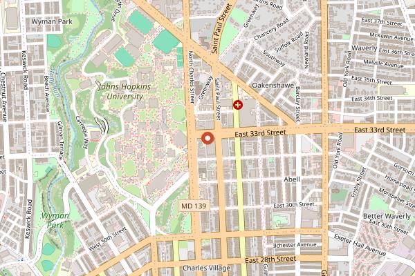 Map showing Bird in Hand in Baltimore