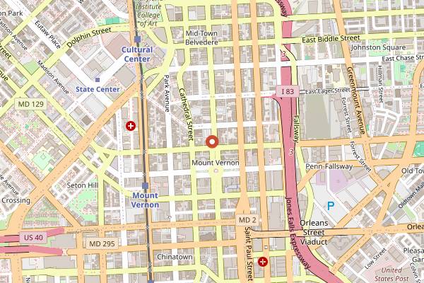 Map showing Dooby's in Baltimore