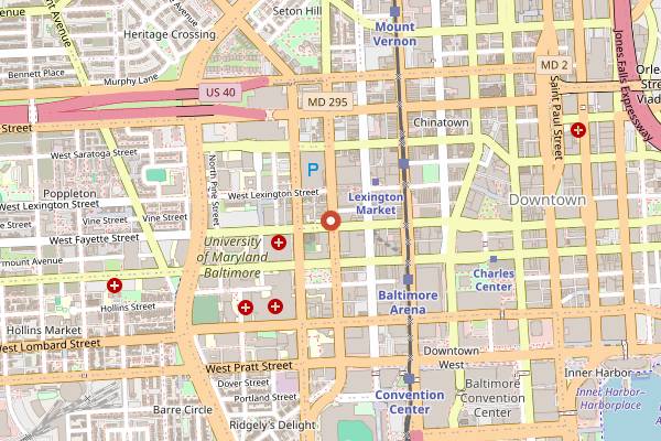 Map showing Faidley's Seafood in Baltimore