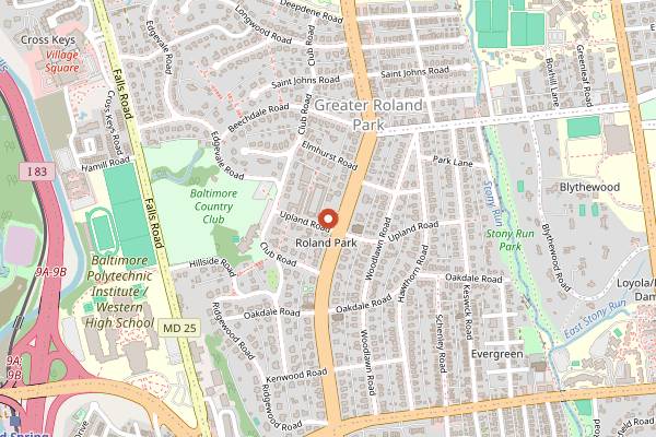 Map showing Johnny's in Baltimore