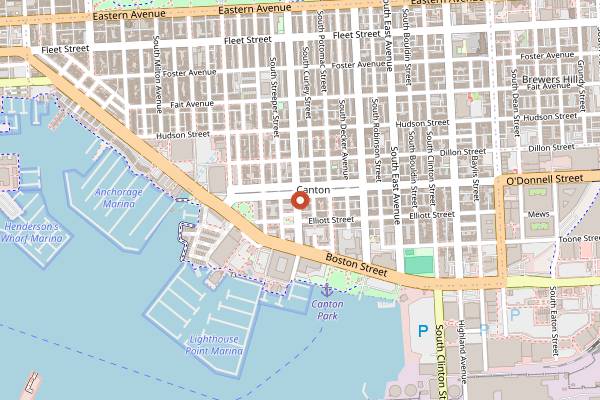 Map showing Mama's on the Half Shell in Baltimore