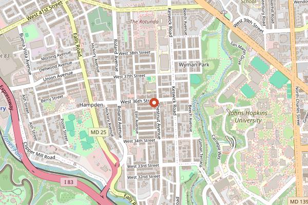 Map showing Baltimore Chef Shop in Baltimore