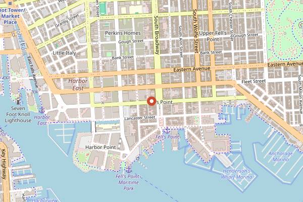Map showing Charm City Food Tours Cooking Class in Baltimore