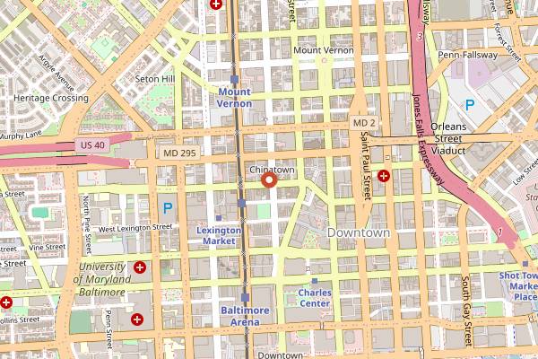Map showing Baltimore Restaurant Week in Baltimore