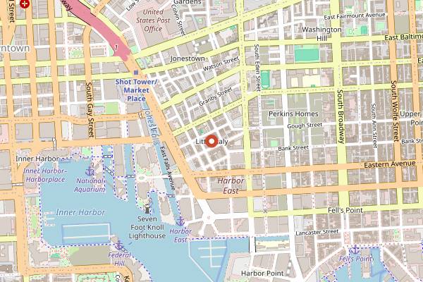 Map showing Light Up Little Italy Festival in Baltimore