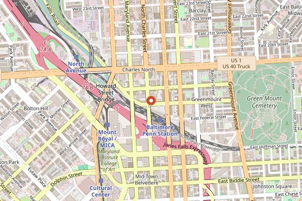 Map showing Alma Cocina Latina in Baltimore