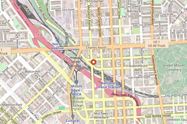 Map showing Le Comptoir du Vin in Baltimore