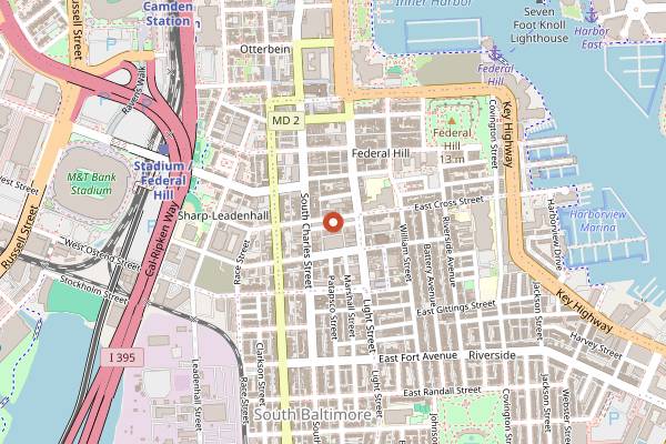 Map showing Cross Street Market in Baltimore