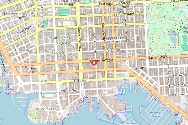 Map showing Peter's Inn in Baltimore