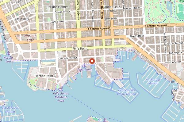 Map showing Thames Street Oyster House in Baltimore
