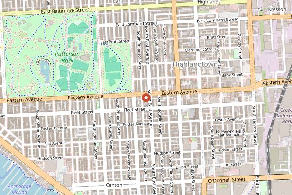 Map showing Matthew's Pizza in Baltimore