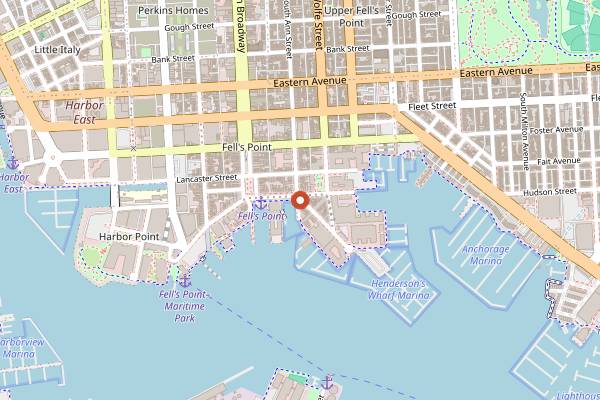 Map showing V-No Wine Bar in Baltimore