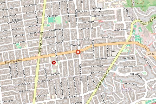 Map showing Espresso Roma in Berkeley