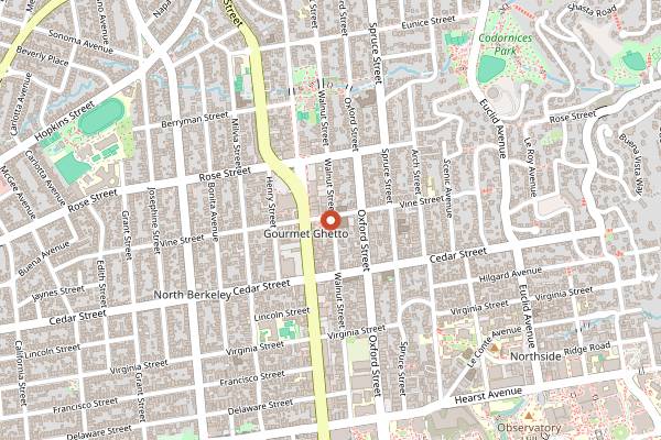 Map showing Peet's Coffee (Vine Street) in Berkeley