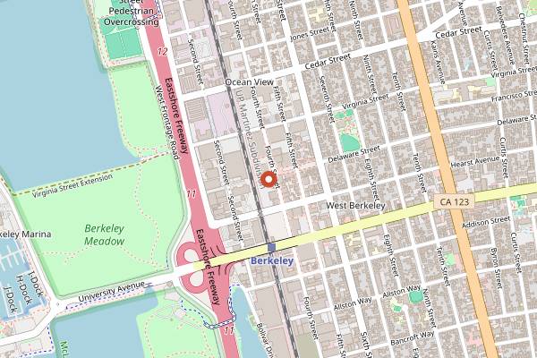 Map showing Sur La Table Fourth Street Cooking Classes in Berkeley